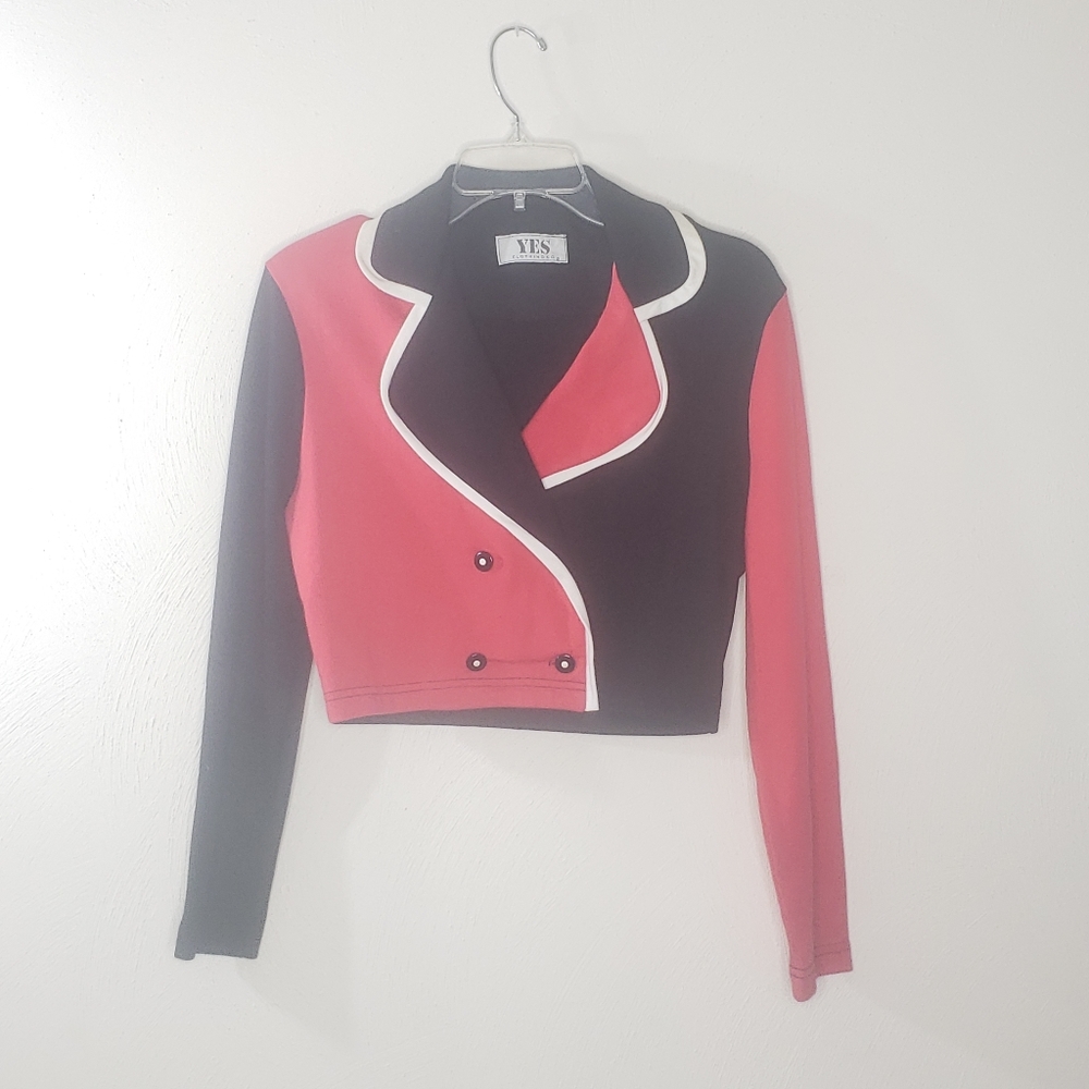 Vintage YES Clothing Cropped Colorblock Jacket [measurements in description)
